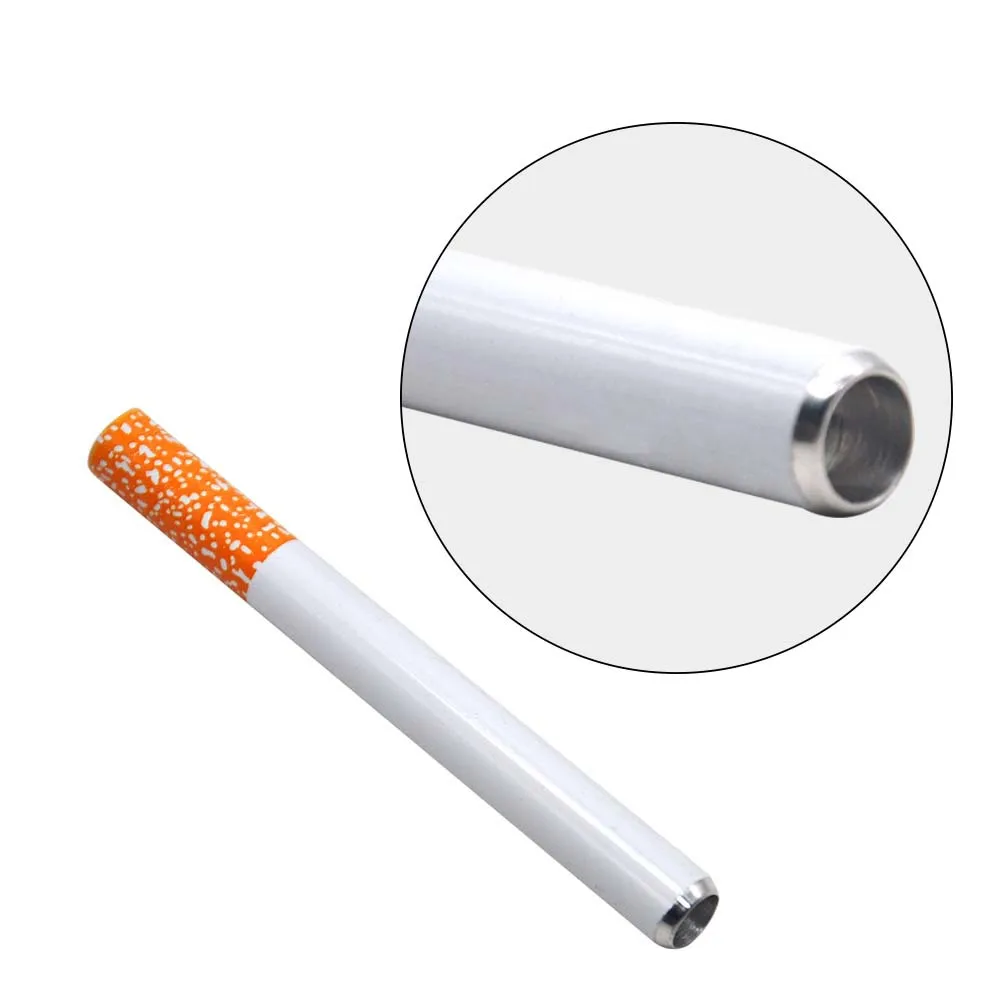 Creative cigarette shaped metal pipe washable portable filtering aluminum pipe Durable Ceramic tobacco Cigarette pipe