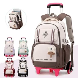 Kids School Backpack with Wheels Rolling Backpack for Girls Student Wheeled Backpack Trolley School Bag Travel Trolley Luggage