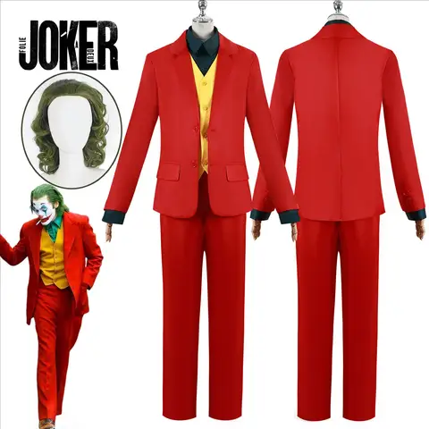 Costume de Cosplay du Film Joker, Joaquin Phoenix, Arthur Fleck, Clown Rouge Trempé, Perruque Verte, Ensemble Uniforme Personnal