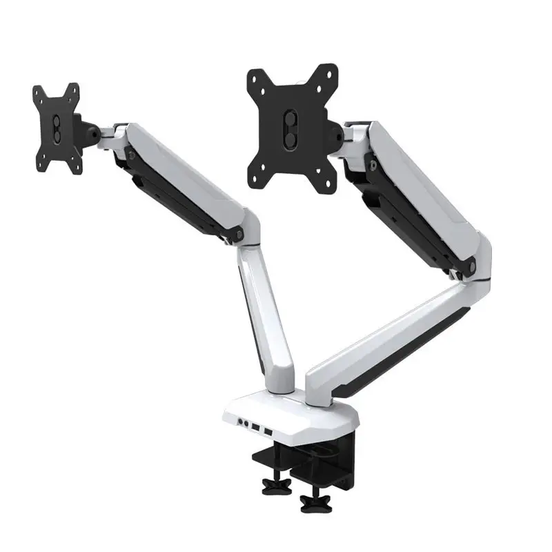 

Hot sell Gas Spring Arm Dual Monitor Stand Fits for Two Computer Screens 15 to 27 Inches White-GM224U