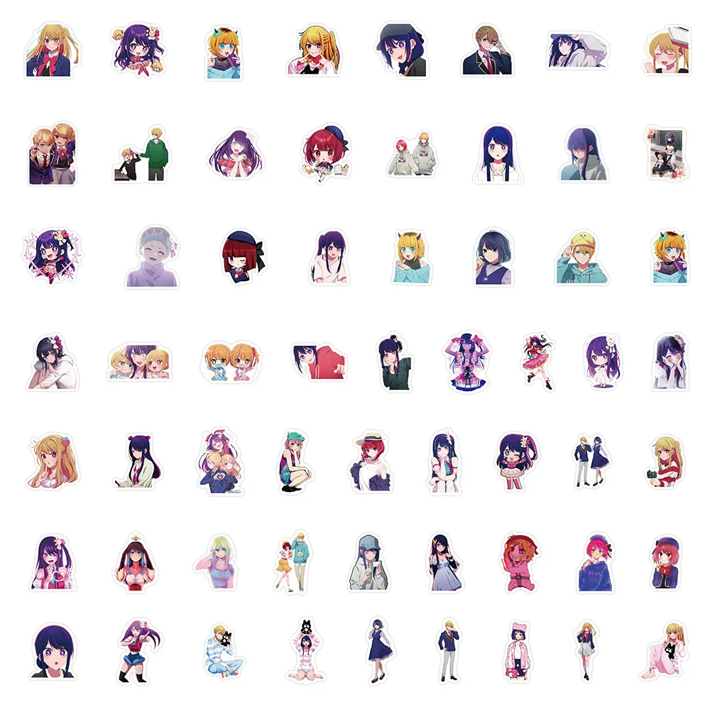 60PCS OSHI NO KO Stickers Funny Animation Sticker Cartoon Kids Toys Luggage Laptop Phone Guitar Car Bike Skateboard Decals