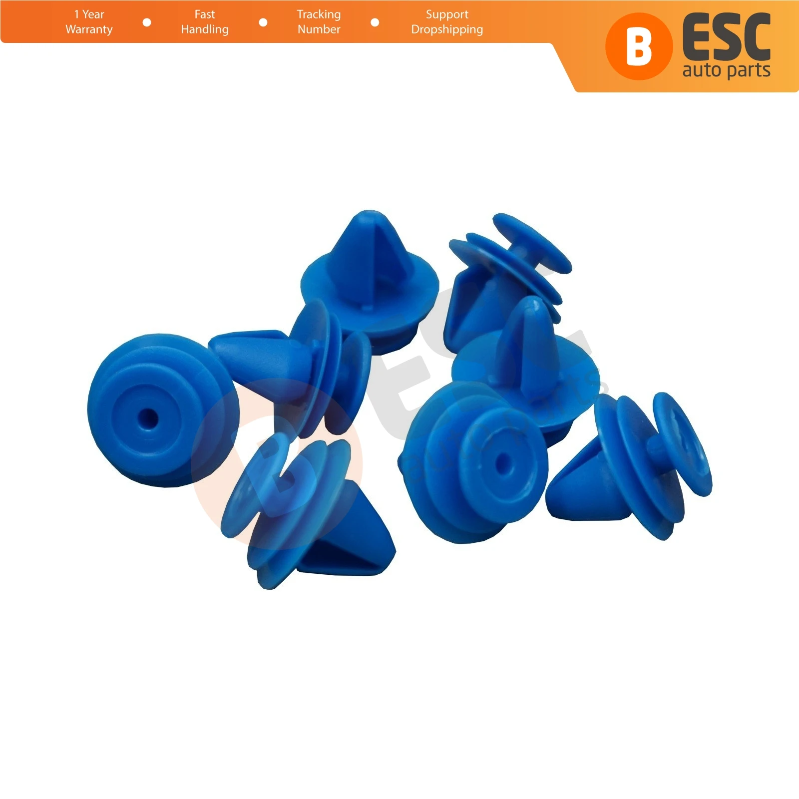 ESC ECF5056 10 Pieces Door Panel Clips Blue Color For Renault 7701056846 Peugeot Citroen 6991S6