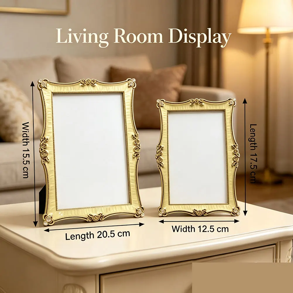 Retro Vintage Metal Photo Picture Frame, 6‑7 Inch Decorative Frame For Table Display And Wall Hanging Home Ornament