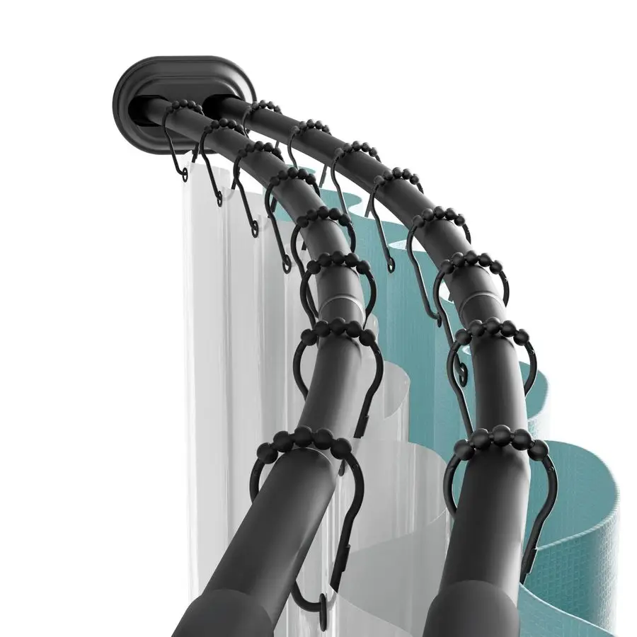 

Double Curved Shower Curtain Rod, No Drill, 5072 Inch Adjustable Tension Curved Shower Rod for Bathroom, Rustproof Double Rod, N