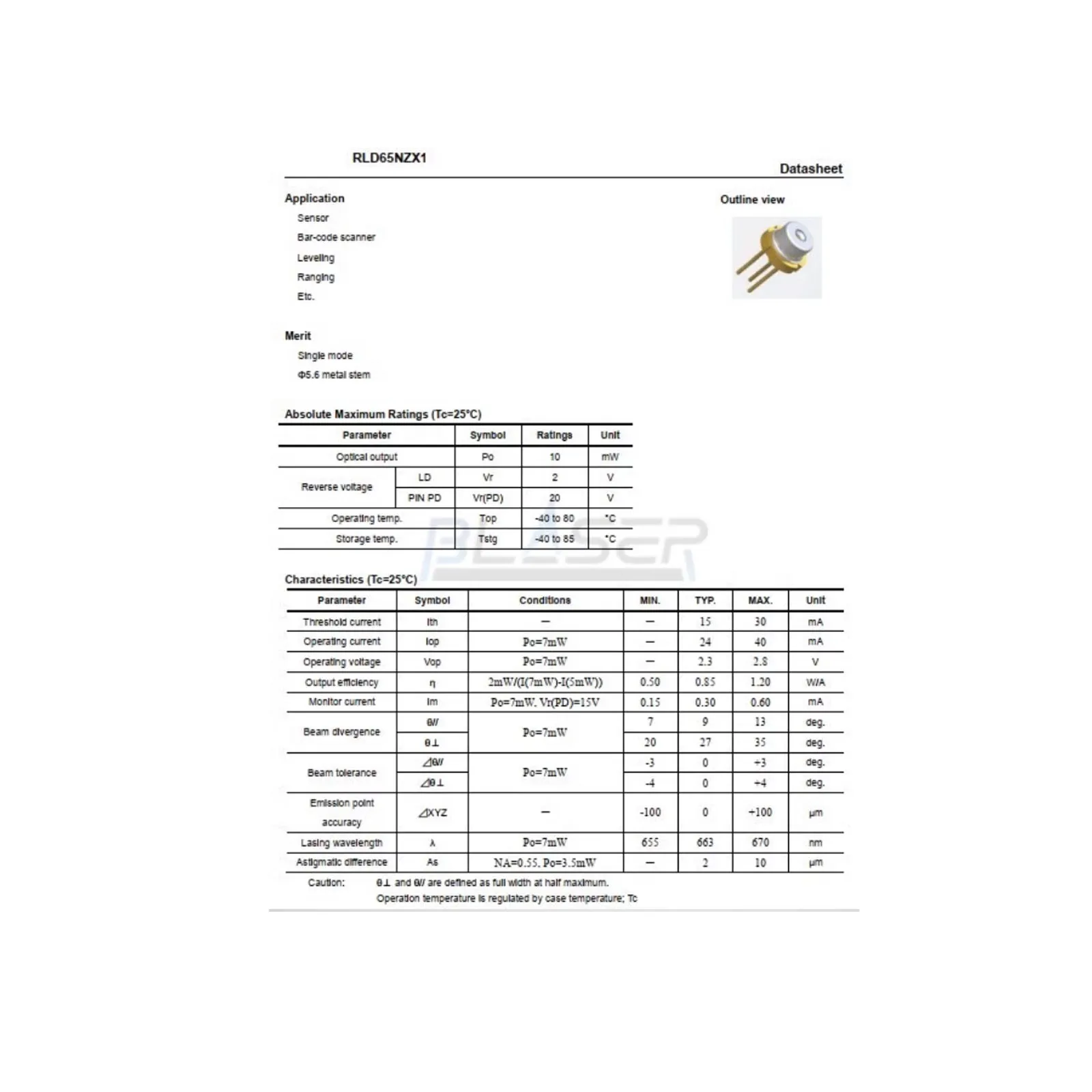 3 Stuks 660nm 7Mw N Rld65nzx1 Rode Single Mode Laserdiode