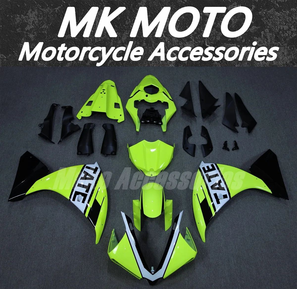 

Motorcycle Fairings Kit Fit For yzf R1 2012 2013 2014 Bodywork Set High Quality ABS Injection Neon Black Tate fluorescence