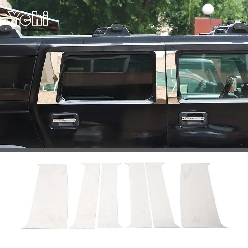 

For Hummer H2 2003-2009 Stainless Steel Car Window Center Pillar C-pillar Decorative Patch Car Exterior Accessories