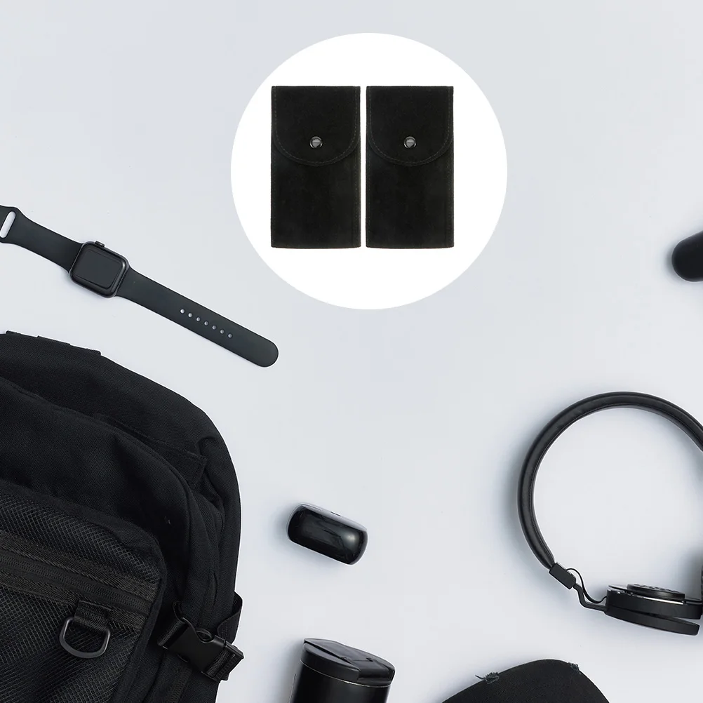 

2Pcs Watch Bag Pearl Fleece Portable Travel Container for Bracelet Black Uniform Gifts Jewelry Packaging Tool Display