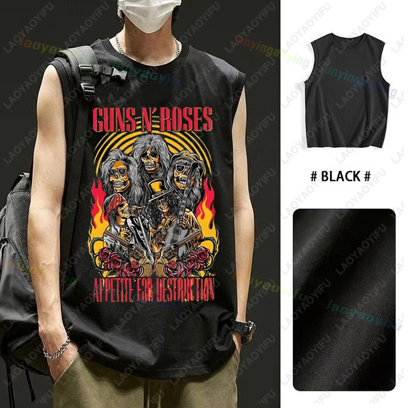 Ropa Casual de Banda de Rock -Guns-N'-Roses- Camiseta sin Mangas Estilo Hip Hop, Tops con Estampado Gráfico, Camisetas Harajuku para Hombres y Mujeres, Regalo para Fans