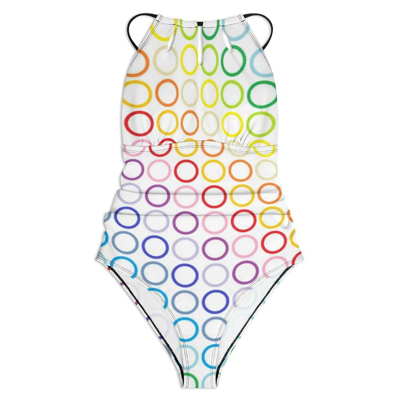 دوائر قوس قزح ملابس السباحة مضحك دائرة طباعة ملابس السباحة قطعة واحدة الرياضة المايوه قطع لباس سباحة سيدة رفع مثير بحر
