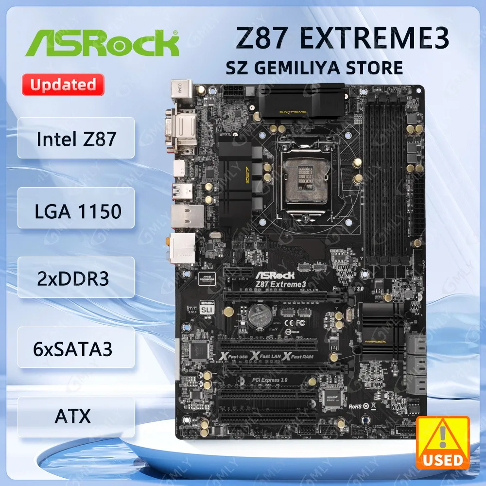 

ASRock Z87 Extreme3 Motherboard LGA 1150 intel Z87 DDR3 32GB ATX support i7-4770 4590 4670 4430 4160 G3250 cpu