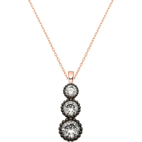 Ervanur Diamond Montür Silver 3 Row Single Stone Necklace