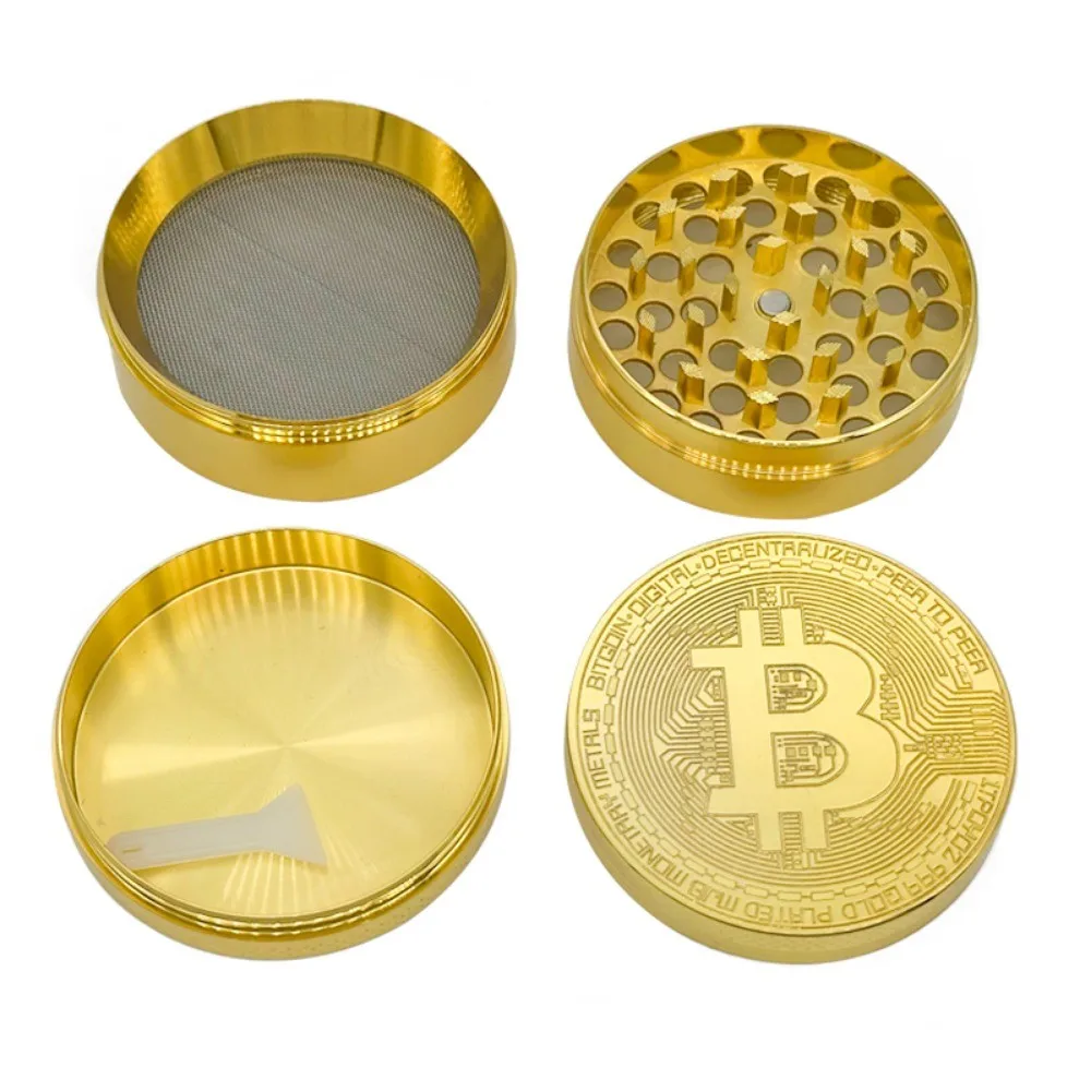 50/60 مللي متر بيتكوين على شكل عشب طاحونة 3/4 طبقة معدنية دليل كسارة التوابل للمطبخ التدخين اكسسوارات