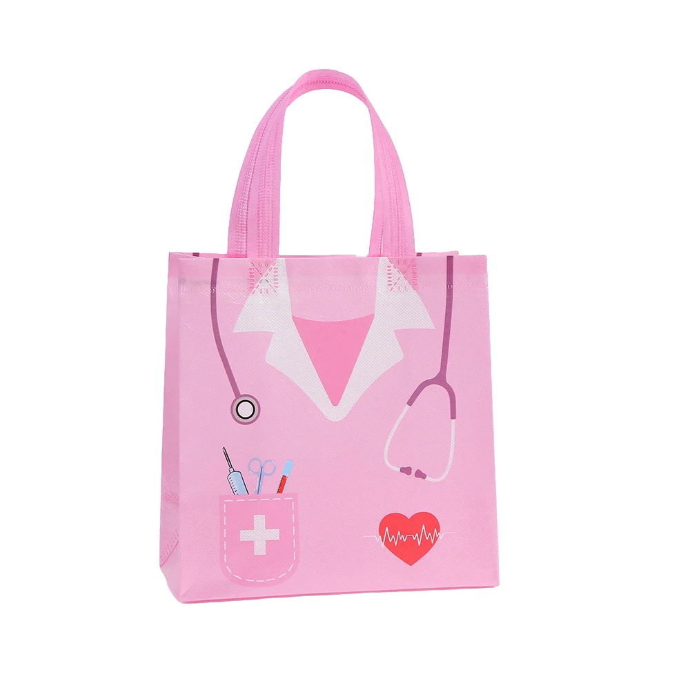 12 Stück Geschenktüten aus Vliesstoff zum Thema Krankenschwester-Tag, Süßigkeiten- und Kekstüten für Arzt- und Krankenschwester-Abschlussfeiern – Detail 5