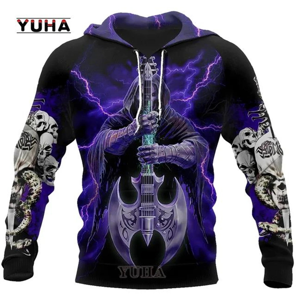 

3D Printed Skull Graphics Men's Hoodie Tops Fashion Unisex Sweatshirt Spring and autumn Hip Hop Streetwear Oversized Casual Men'