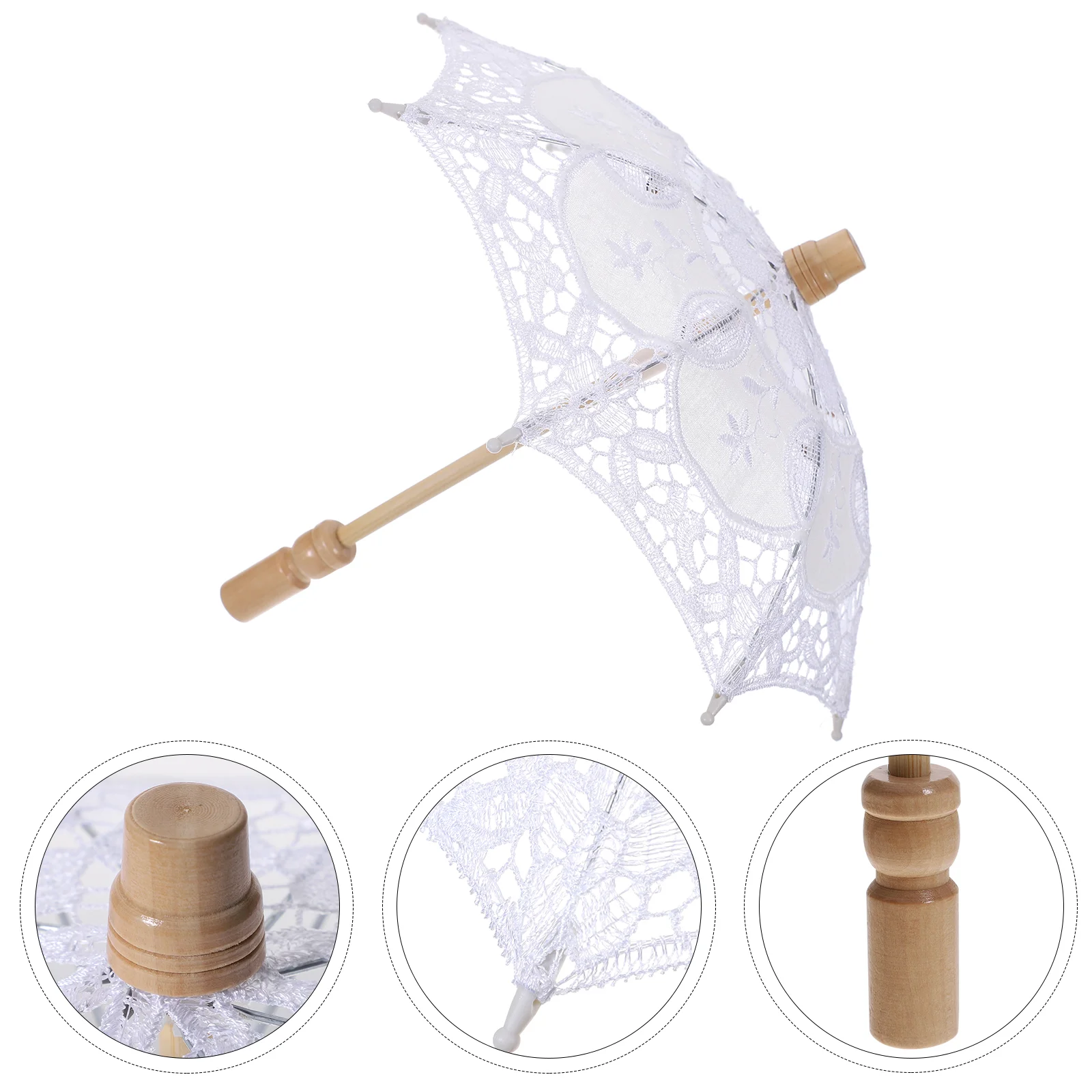 

Black Veils for Women Cotton Umbrella Bride Lace Parasol Costume Photography Prop Hairpin White Embroidery Man