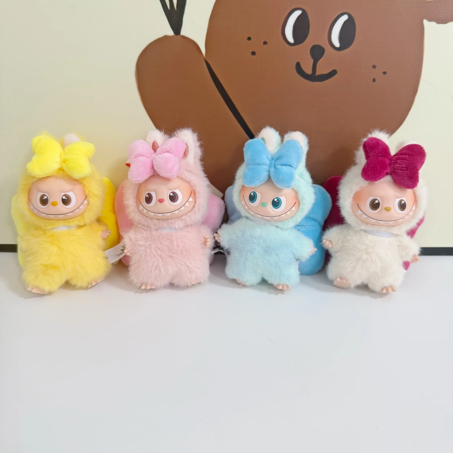 4.0 Mini Version Small Nose Gable Pendant Labu Cloth Clothes Mary Cat Keychain LABUBU Cute Bow