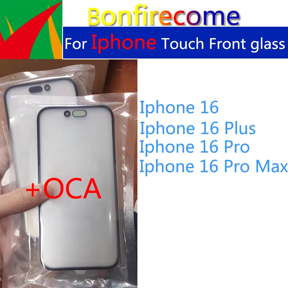 New Front Outer Glass Lens For iphone 16 Pro Max Plus LCD Touch Screen Front Glass With OCA Replacement