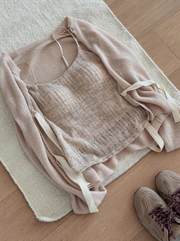 

French Linen Style Thin Camisole, Built-in Chest Pad, Beauty Back Slim Fit Breathable Casual Women Top, Inner & Outer Daily Wear
