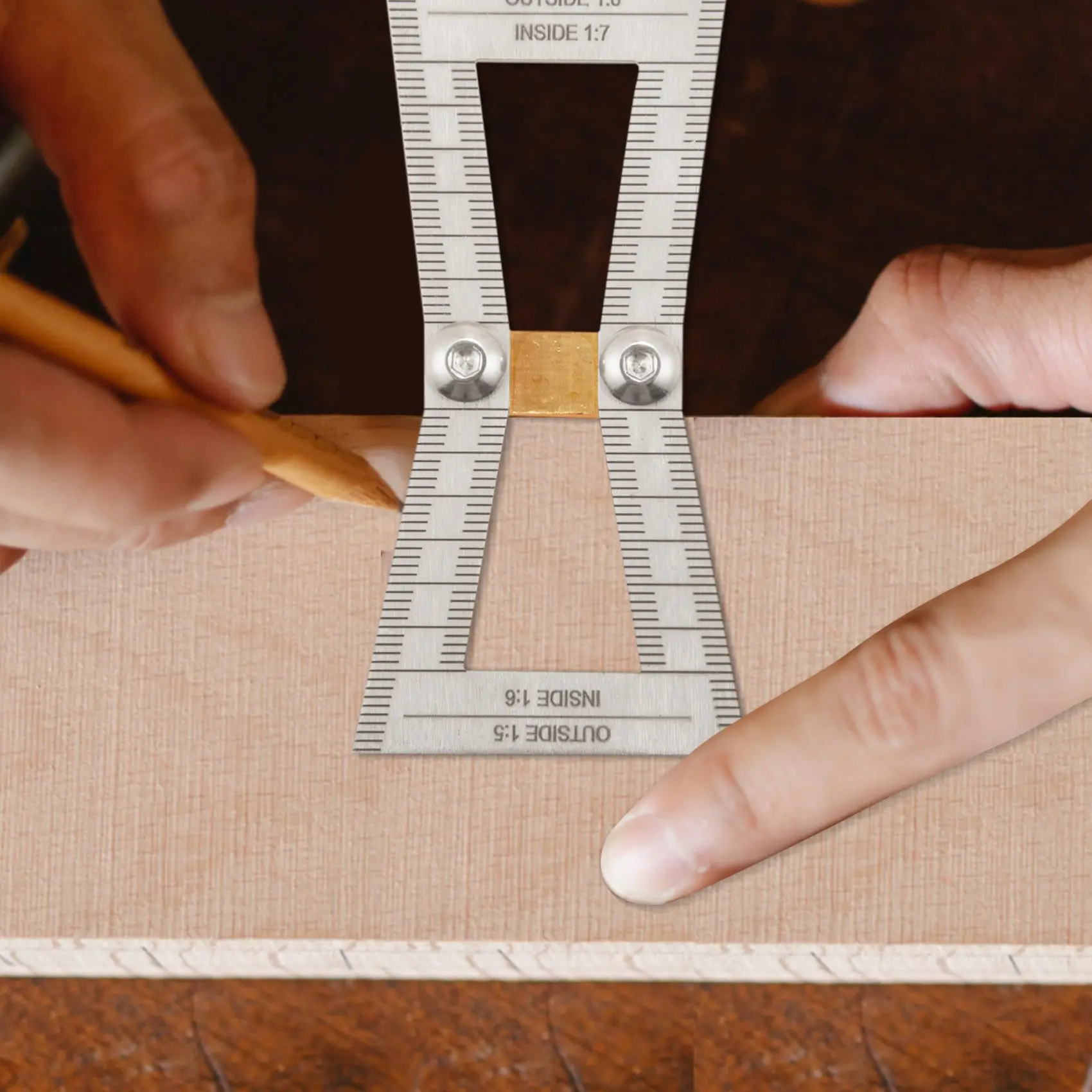 Dovetail Marker, Hand Cut Wood Joints Gauge Dovetail Guide Tool with Scale, Dovetail Template Size 1: 5-1: 6 and 1: 7-1: 8 for