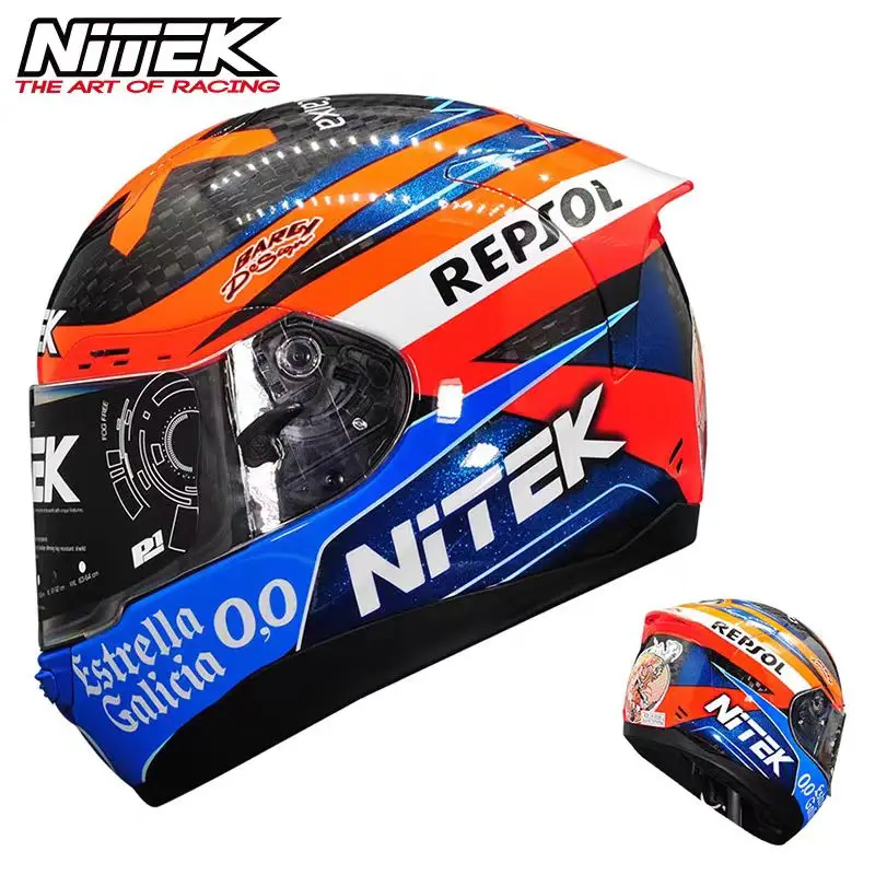 

Новый мотоциклетный шлем NITEK из углеродного волокна, сертификация ECE DOT, анфас, внедорожный шлем, профессиональный гоночный шлем Para Moto