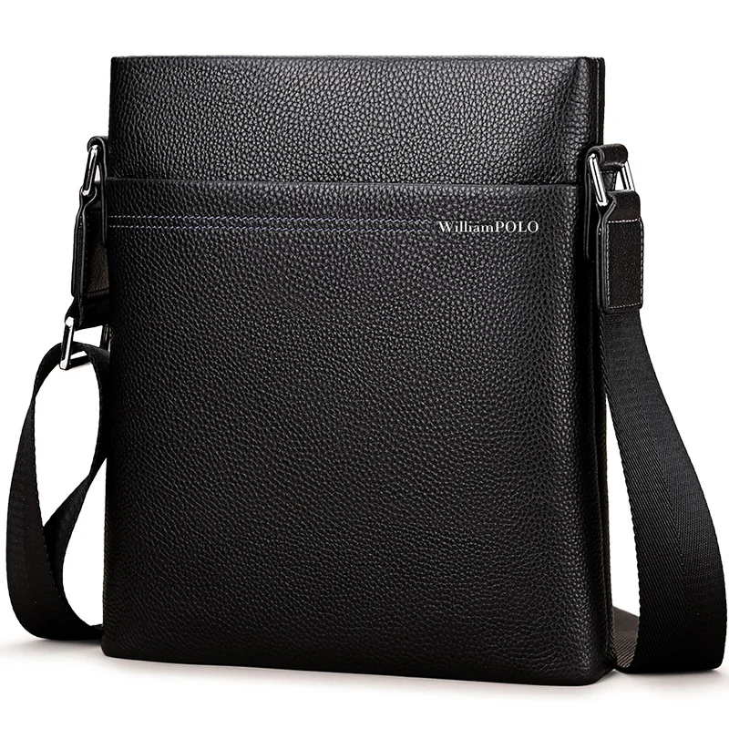 Men\'s leather single shoulder backpack, large capacity travel bag, fashionable crossbody bag