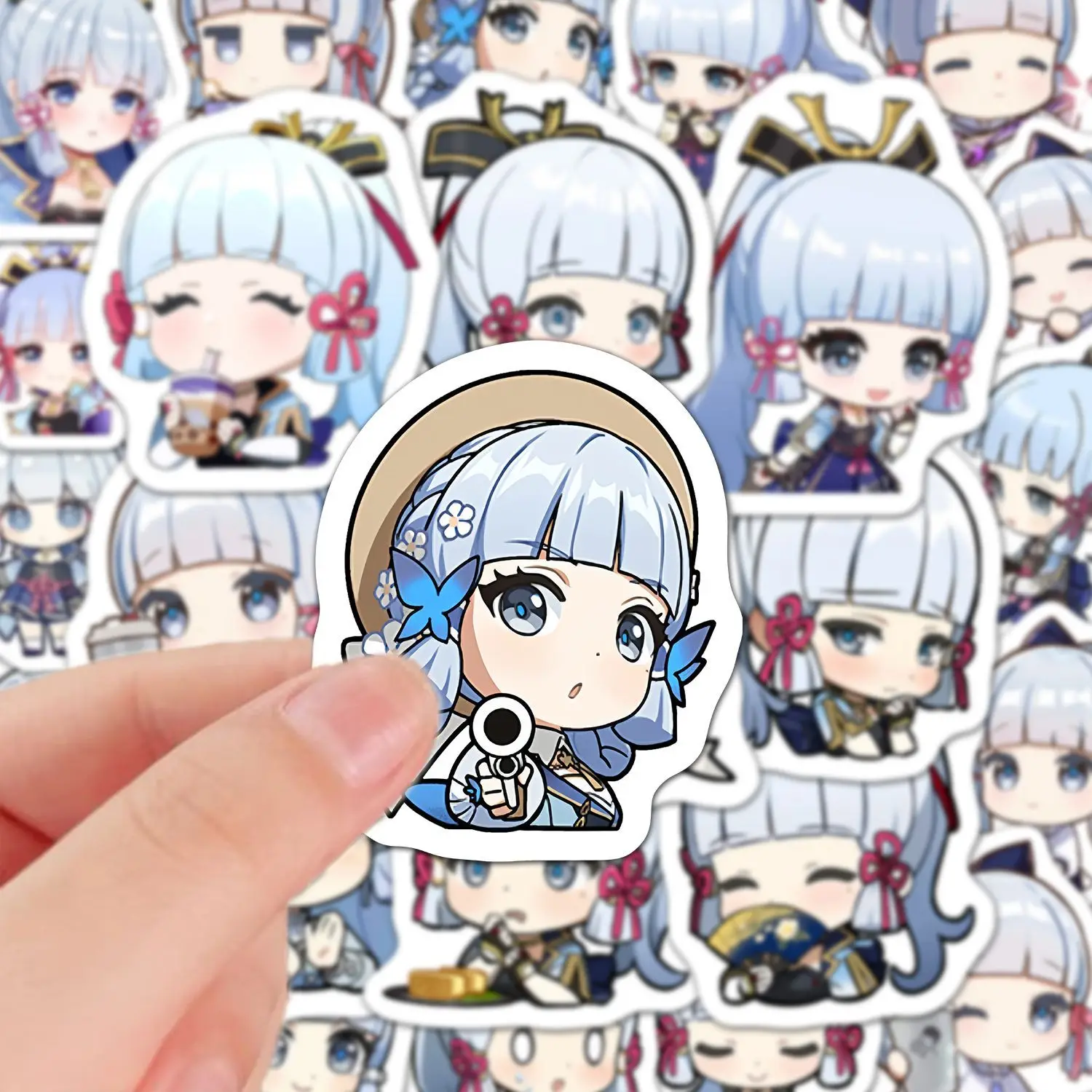 Kamisato Ayaka 60Pcs Genshin Impact Anime Student Stickers Decoration Laptop Phone Suitcase Notebook Label Stationery Sticker