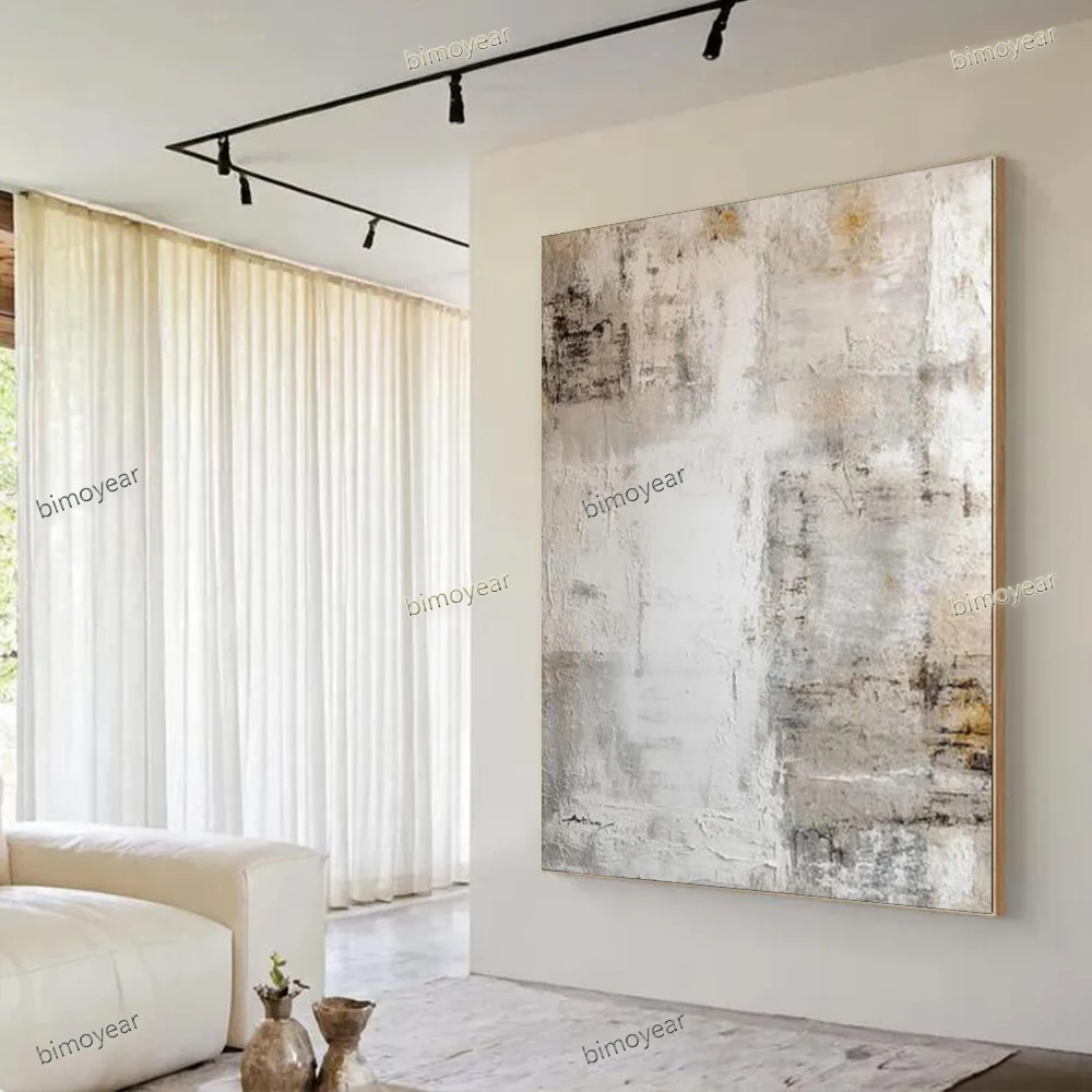 100% Handmade Abstract Oil Painting On Canvas Grey white texture Wall art image Big Mural For Home Living Room Decor Picture ins