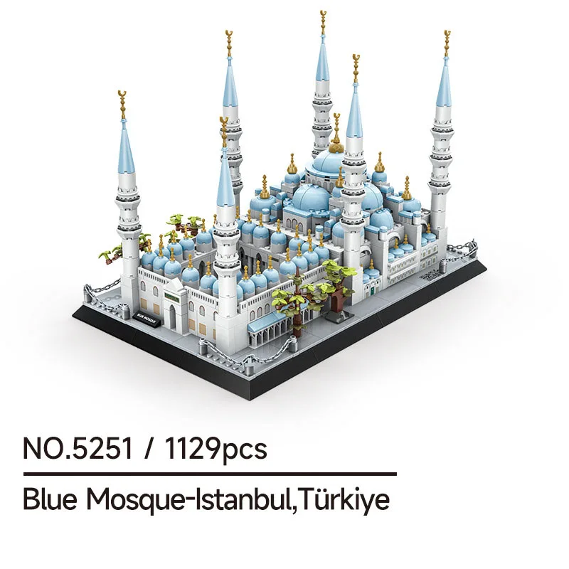 1129pcs Creative Turkey Istanbul Famous Architecture Blue Mosque Building Block Model Sets Bricks Toys Collection For Gifts