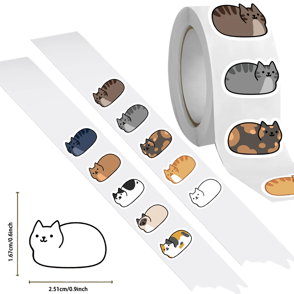

500pcs/roll Funny Cartoon Cat Tuo Tuo Stickers Cute Cartoon Reward Decals Luggage Notebook Phone Sealing Label Sticker Kids Toy
