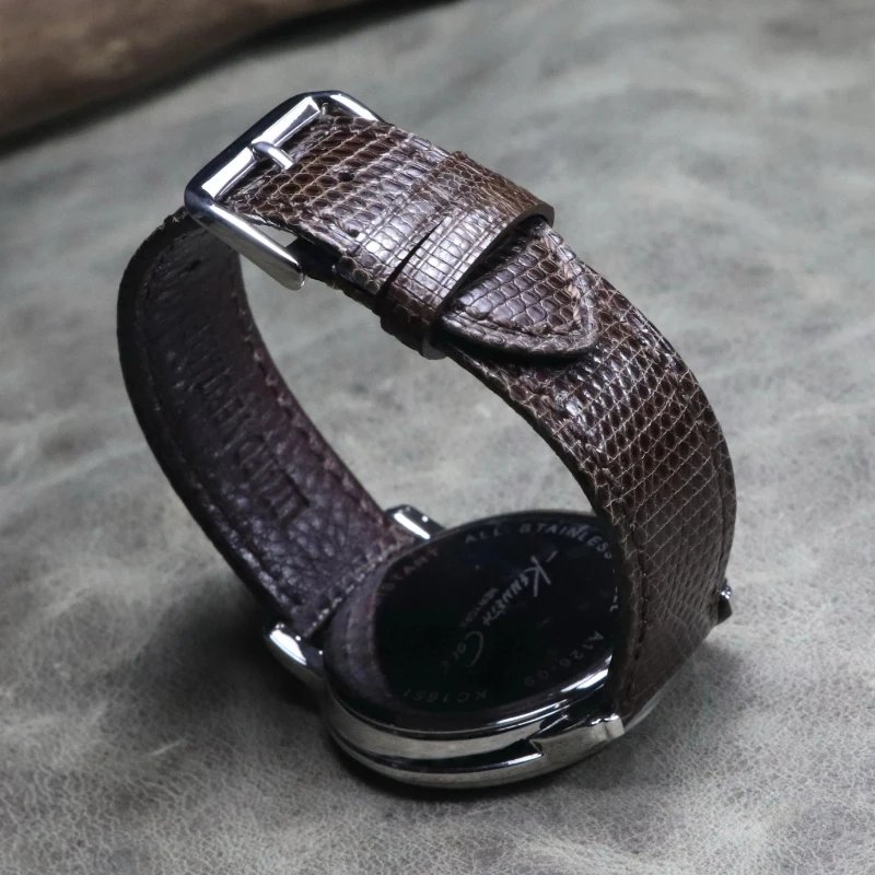 

Unique 18 19 20 21 22mm Soft High quality black lizard skin strap genuine leather watch chain thin watchband accessories Belt