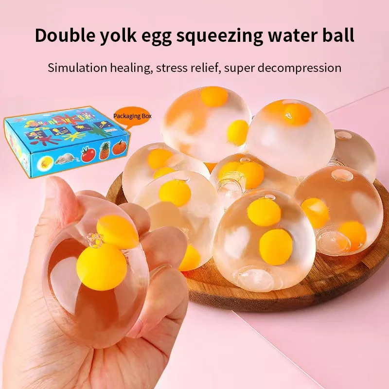 

New Children's transparent simulation egg new decompression water ball fruit pinching toy decompression venting ball