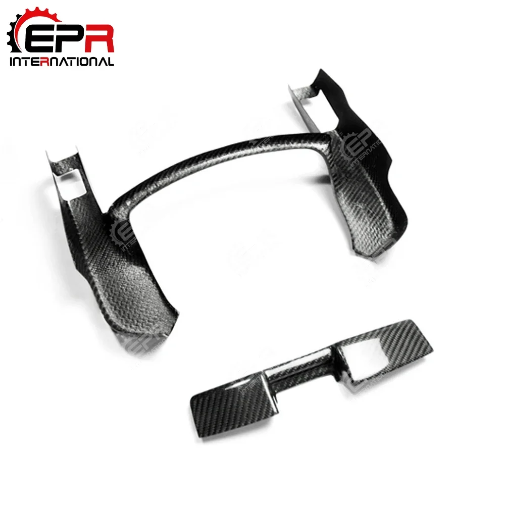 For Nissan R35 GTR Carbon Fiber Center Gauge Bezel Set LHD Glossy Finish Steering Wheel Cover Kit Fibre Interior Trim Drift Part view 6