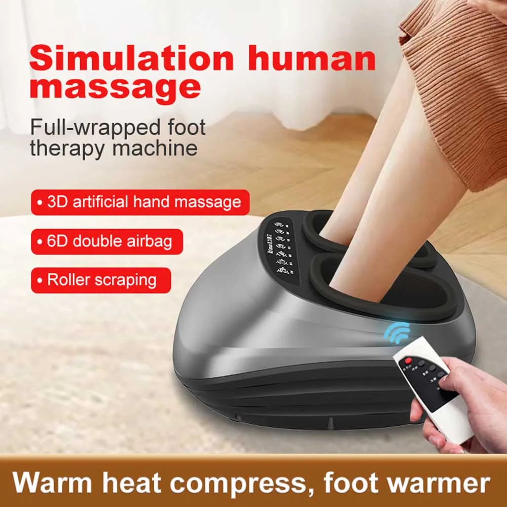 6D Electric Antistress Foot Massage Vibrator Kneading Air Pressure Foot Care Machine Heating Therapy Health Care Feet Massager