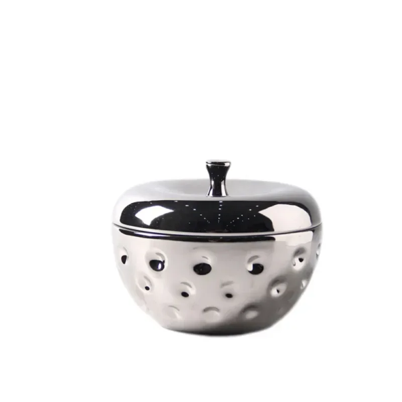 

European light luxury silver-plated ceramic vase home model room storage tank ins wind decoration storage flower device ornament