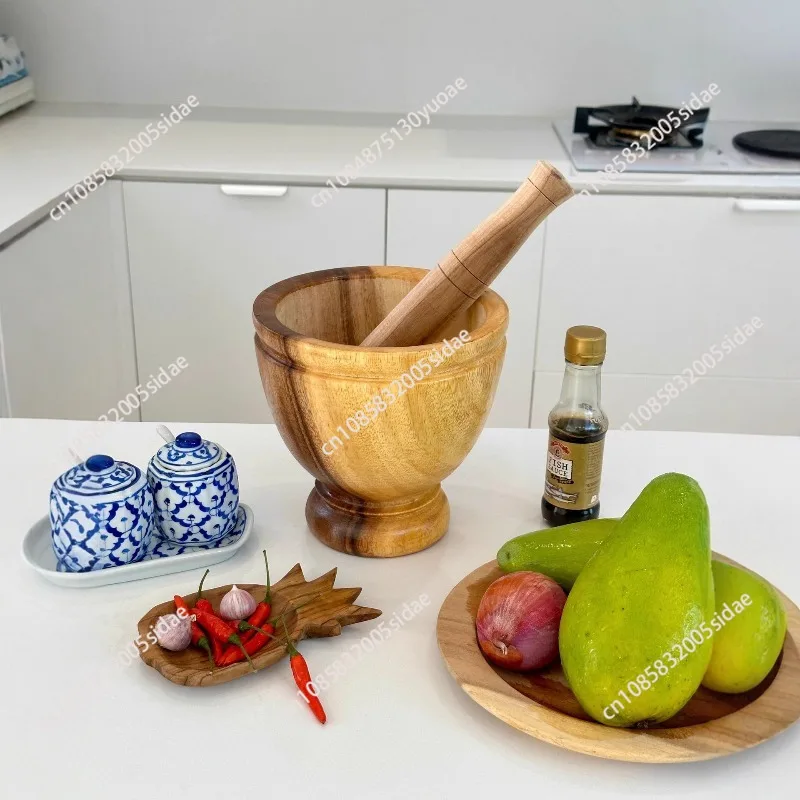 Commercial Wooden Mortar Bowl, Household Masher