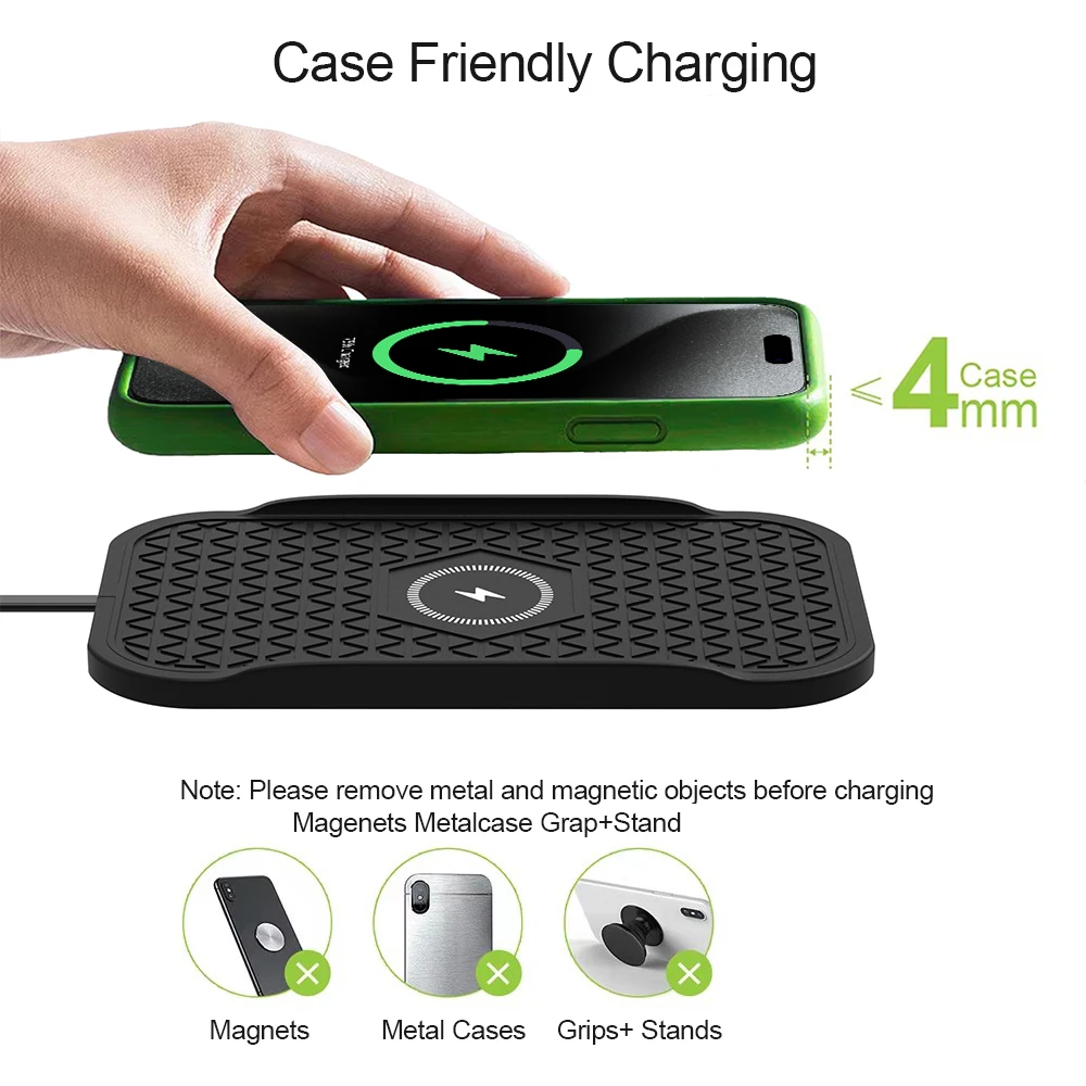 Bonola Silicone Car Wireless Charger Non-Slip Pad for iPhone 18Pro/17/16/15/14/13 Induction Fast Wireless Charging for Samsung