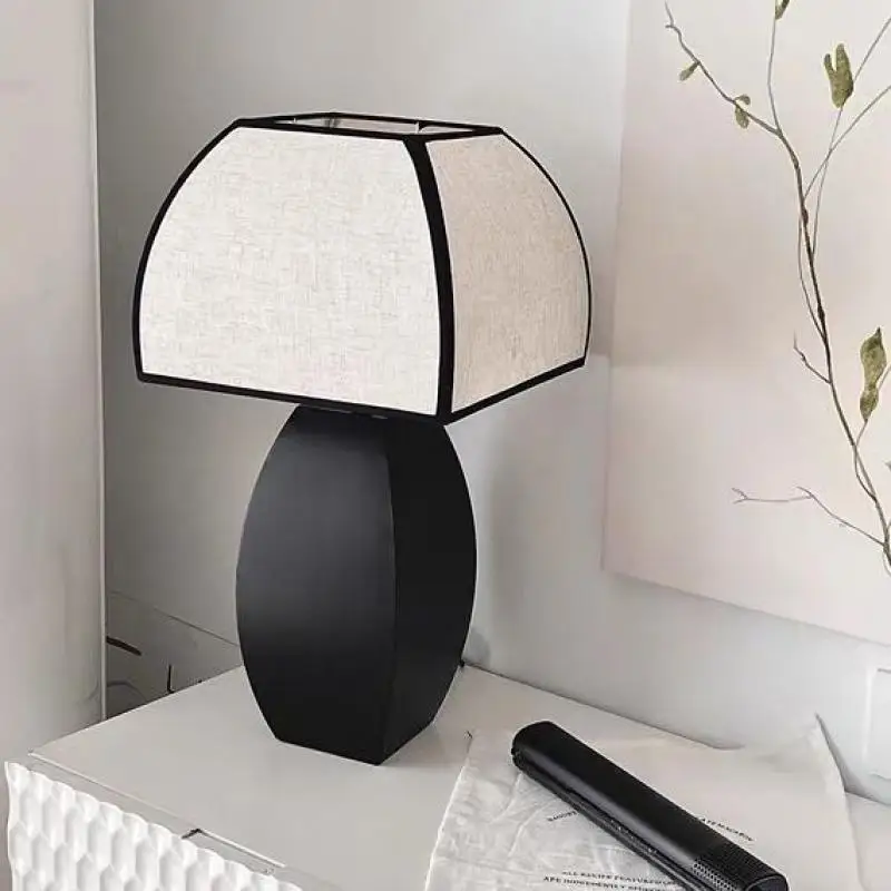 Led Bedside Lamp Adjustable Light Table Lamp Vintage White Cloth Lampshade for Bedroom Living Room Study Bedroom Bedside Lamp