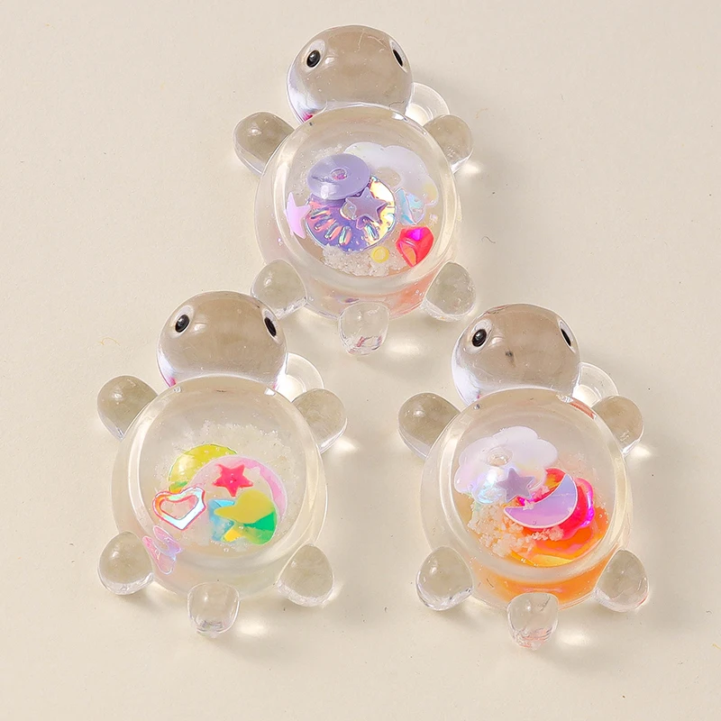 Leslie 10 Stück 21 x 30 mm kreative Glitzer-Schildkröten-Charms aus Kunstharz, Schildkröten-Anhänger für Ohrringe, Halskette, Schmuck, DIY, süßes Kinderspielzeug – Detail 6