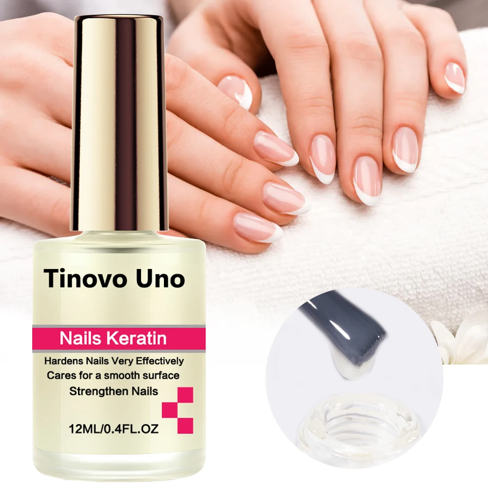 Tinovo Uno Nail Growth Keratin Formula Nail Strengthener Hardener for Repair Thin Brittle Nails Top Coat Finish Serum Polish