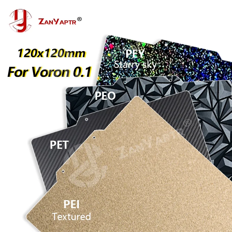 Upgrade Voron 0.1 Build Plate Textured PEI+Smooth PEO Surface Spring Steel Sheet Print Bed 120x120mm with Magnetic Base