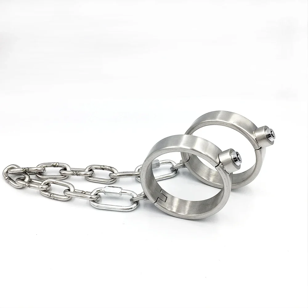 Heavy Duty Stainless Steel Handcuffs Ankle Cuffs Shackle Neck Collar Slave Adult SM Press Lock Restraints Roleplay Sex Toys