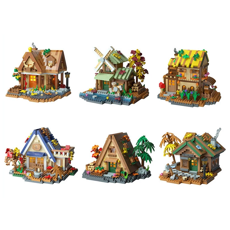 Casa della foresta Building Blocks 3D Cabina fai da te nel bosco Architettura Mattoni Modello Log Cabin Giocattoli per bambini Regalo di Babbo Natale MZ322