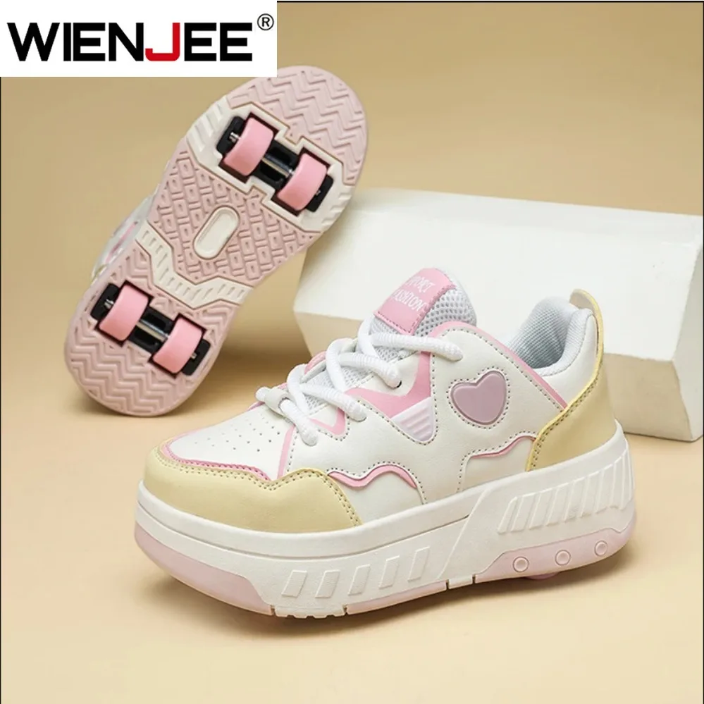 

4 Wheel Roller Skate Shoes With Detachable Wheels Children's Sneakers Outdoor Sport Casual Shoes Girls Boys Gifts For Kids
