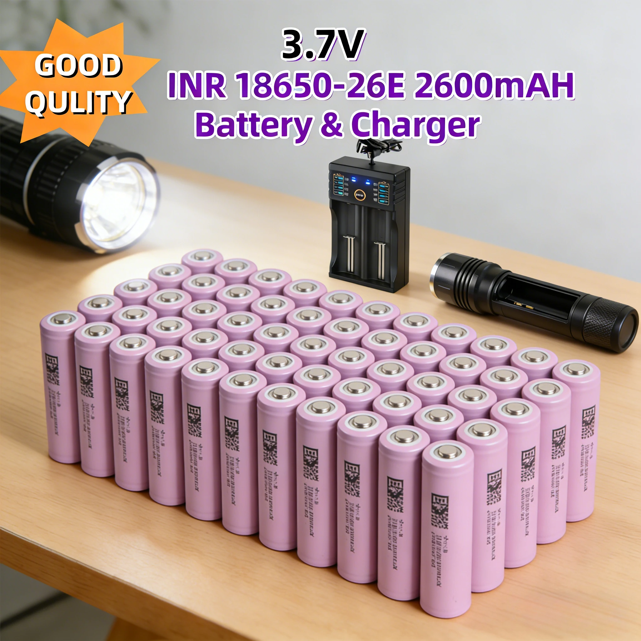 

2-50PCS Rechargeable 18650 Batteries 2600mAh 3.7V Lithium Li-ion 10A Discharge For Flashlight Torch Solar Light 2026 New Cell