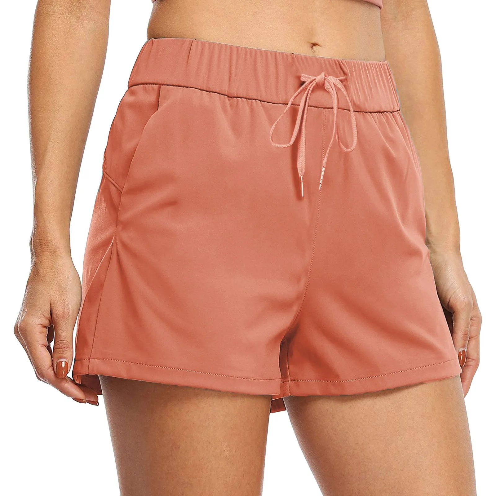 Classic Solid Color Sports Shorts For Women Summer Drawstring Elastic Waist Jogging Trunks Casual Retro Comfort Sportswear