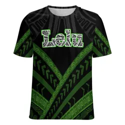 1MOQ Summer Clothing Polynesian Tribal Fabrics Short Sleeve Buttons Shirts Boys Kids Printing Shirts Clothing for Youth