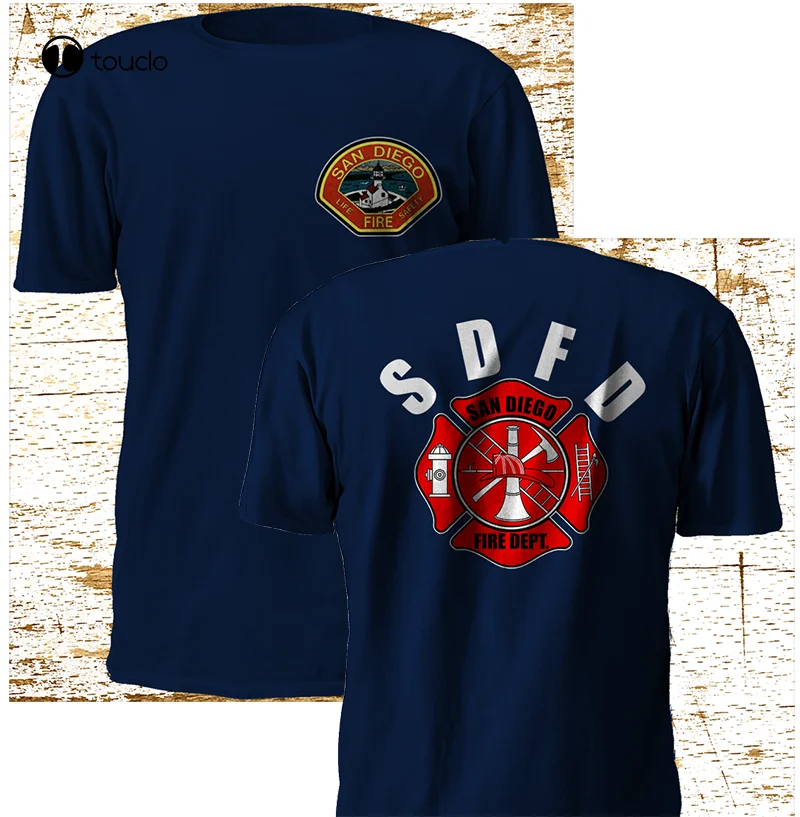 Summer Tee Shirt New San Diego California Firefighter Fire Department Navy T Shirt S-3Xl Custom T-Shirt Fashion Funny New Unisex