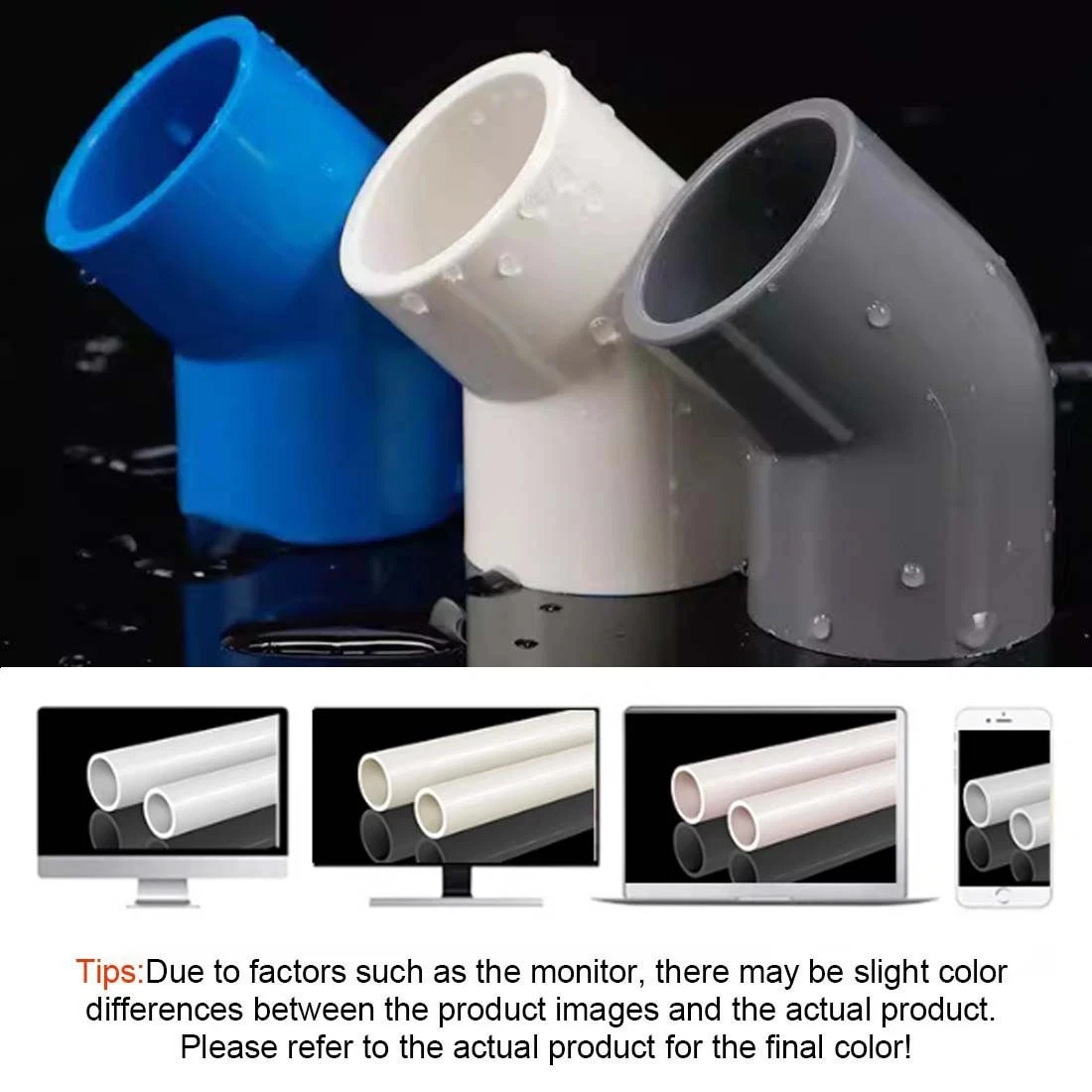 

1Pcs ID 20/25/30/40/50/63/75/90/110~200mm White/Blue/Gray PVC Pipe Fitting 45 Degree Elbow Furniture Grade Pipe Socket Fitting