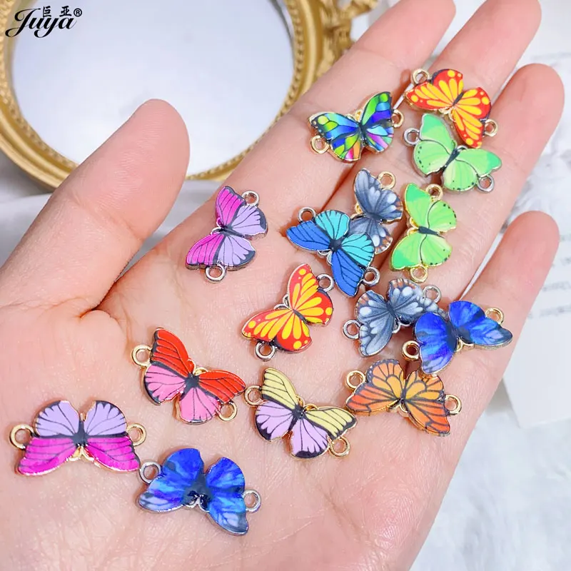 10 teile/los Bunte Druck Schmetterling Stecker Schmuck Erkenntnisse Zubehör Für DIY Machen Armbänder Liefert – Detail 2